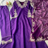 Violet Ethnic Roman Silk Suit