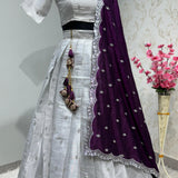 Silver Traditional Silk Lehenga Choli