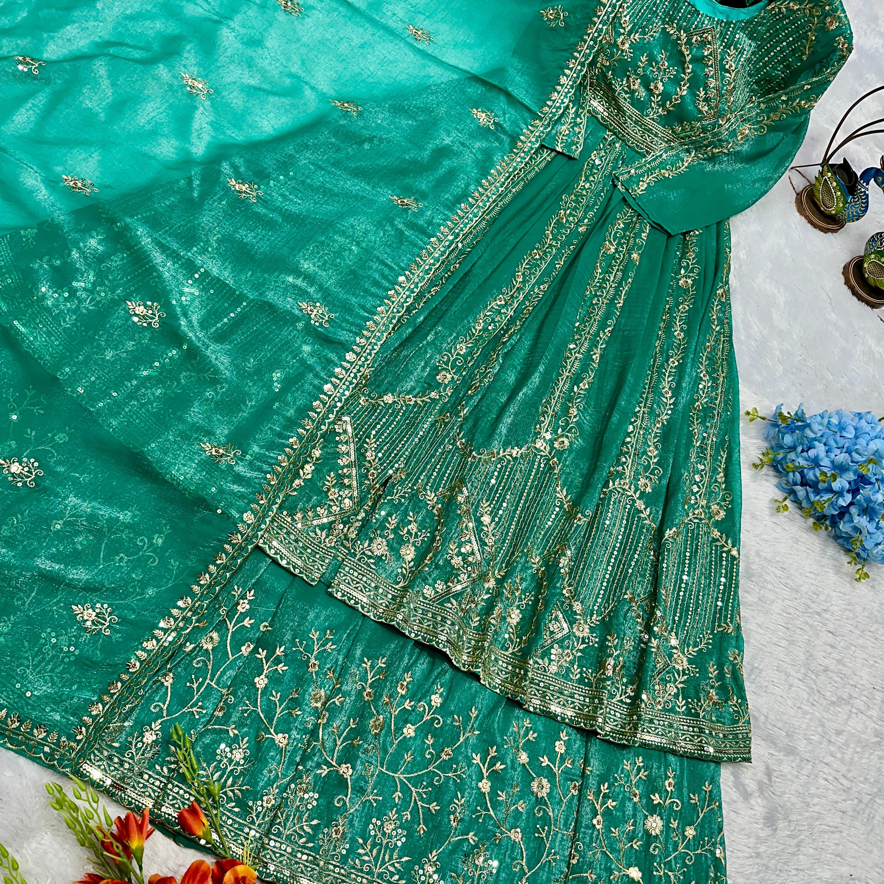 Classy Crunchy Silk Embroidered Suit