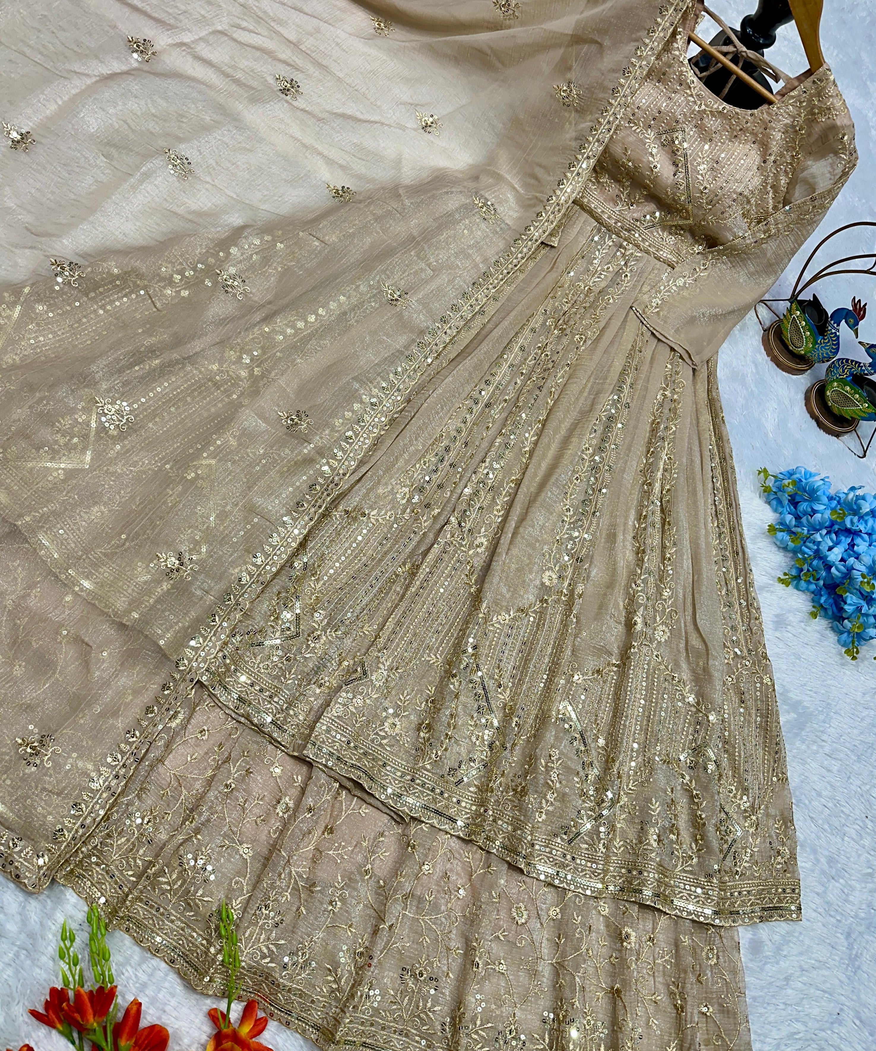 Classy Crunchy Silk Embroidered Suit