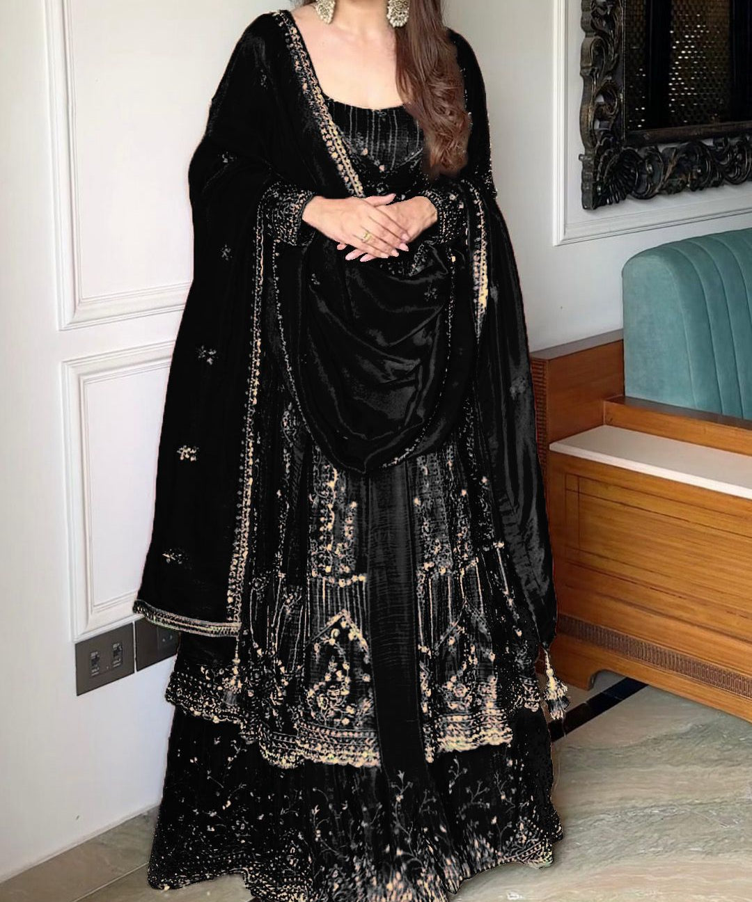 Classy Crunchy Silk Embroidered Suit