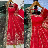 Shiny Embroidered Fandy Silk Suit