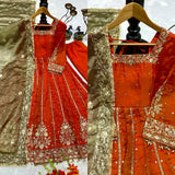 Shiny Embroidered Fandy Silk Suit