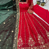 Shiny Embroidered Fandy Silk Suit