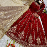 Shiny Embroidered Fandy Silk Suit