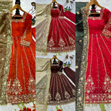 Shiny Embroidered Fandy Silk Suit