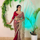Reddish Designer Fandy Silk Saree