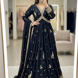 Black Aliya Cut Anarkali Gown