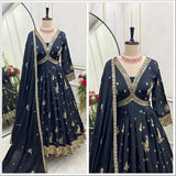 Black Aliya Cut Anarkali Gown