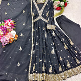 Black Aliya Cut Anarkali Gown
