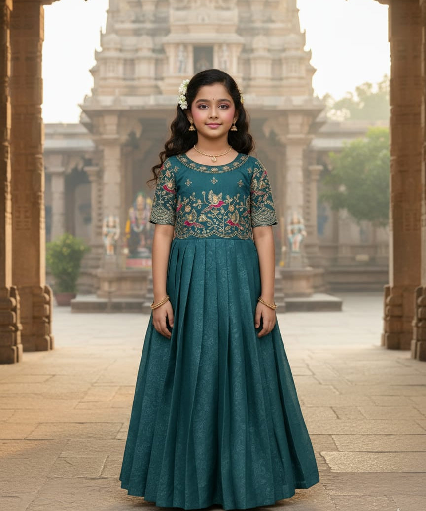Designer Kids Silk Anarkali Gown