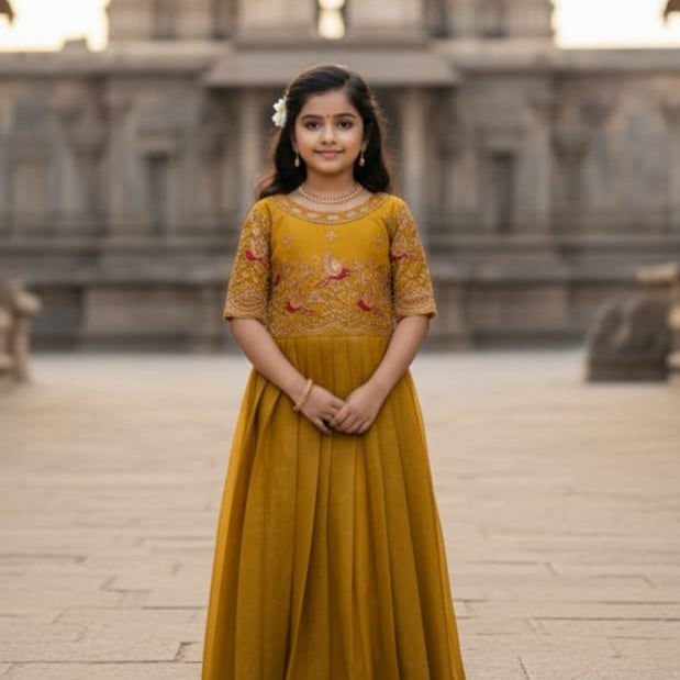 Designer Kids Silk Anarkali Gown
