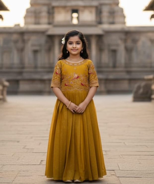 Designer Kids Silk Anarkali Gown