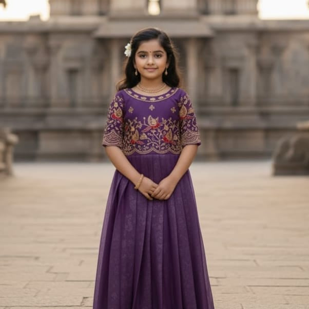 Designer Kids Silk Anarkali Gown