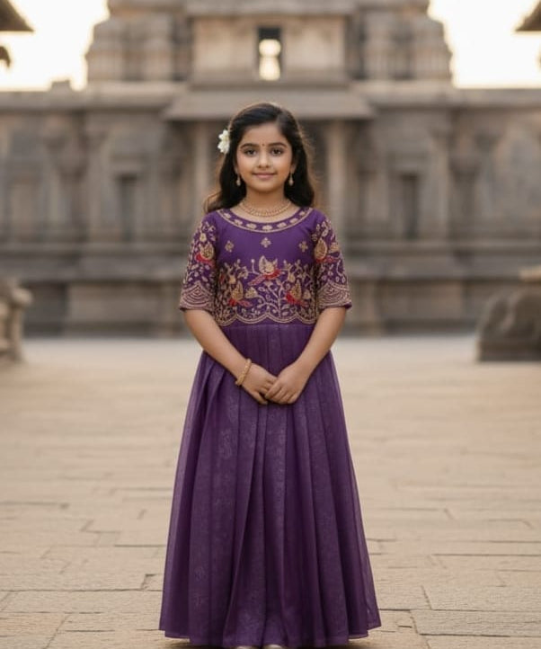 Designer Kids Silk Anarkali Gown