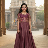Designer Kids Silk Anarkali Gown