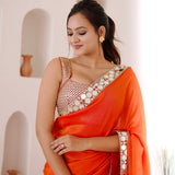 Orange Rangoli Silk Embellished Saree