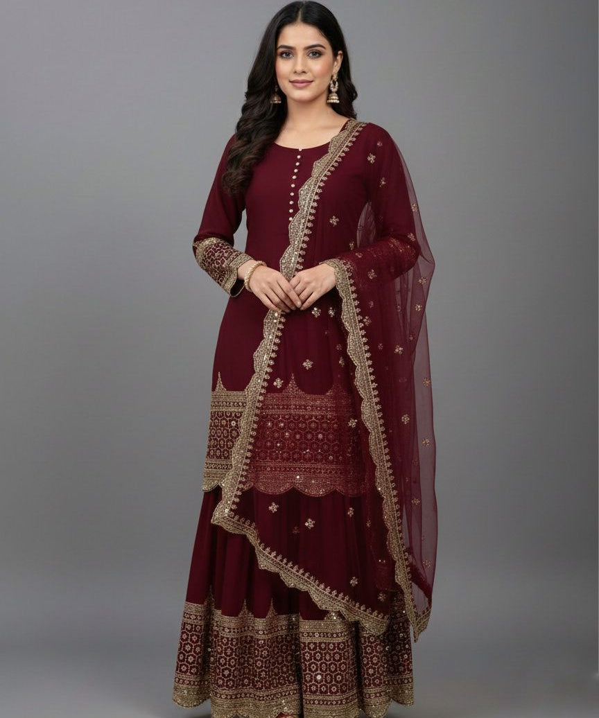 Elegant Embroidered Sharara Suit