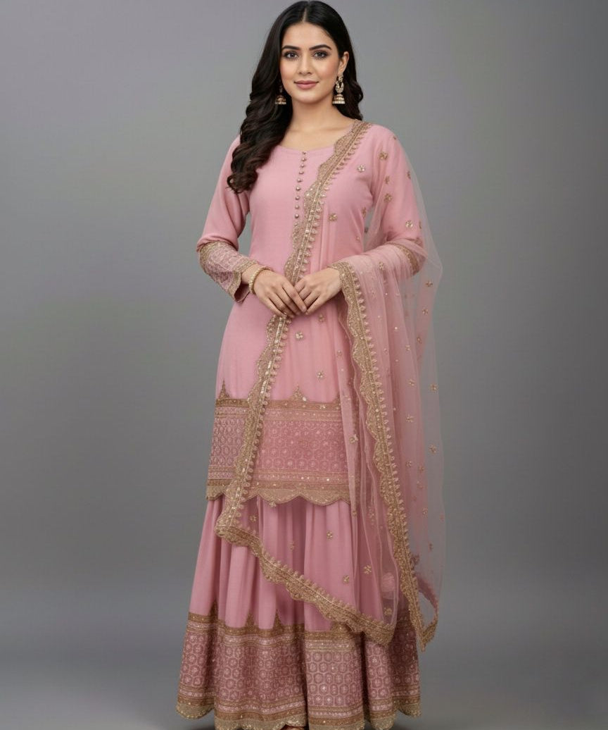 Elegant Embroidered Sharara Suit