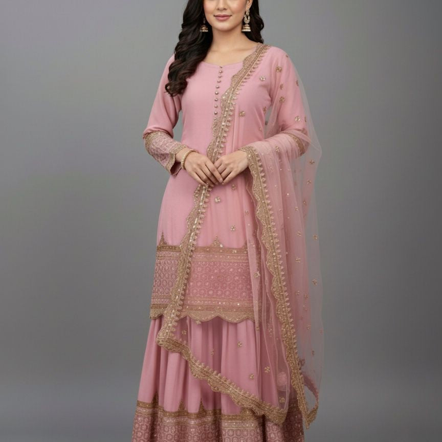 Elegant Embroidered Sharara Suit