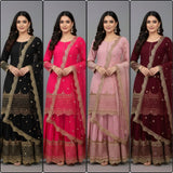 Elegant Embroidered Sharara Suit