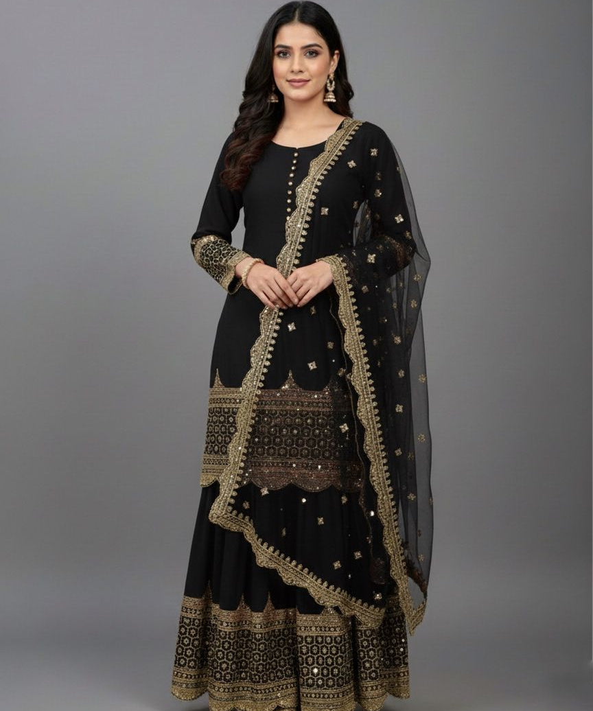 Elegant Embroidered Sharara Suit