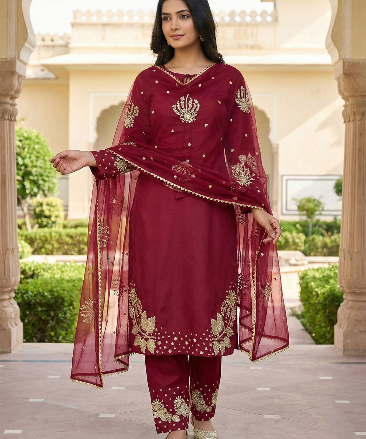 Lavish Natural Silk Suit Set