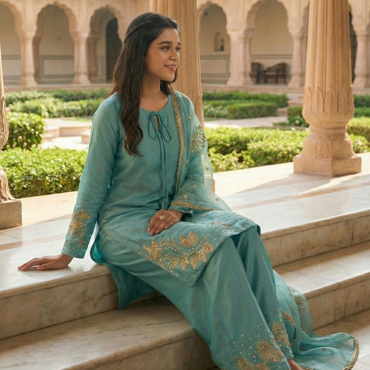 Lavish Natural Silk Suit Set