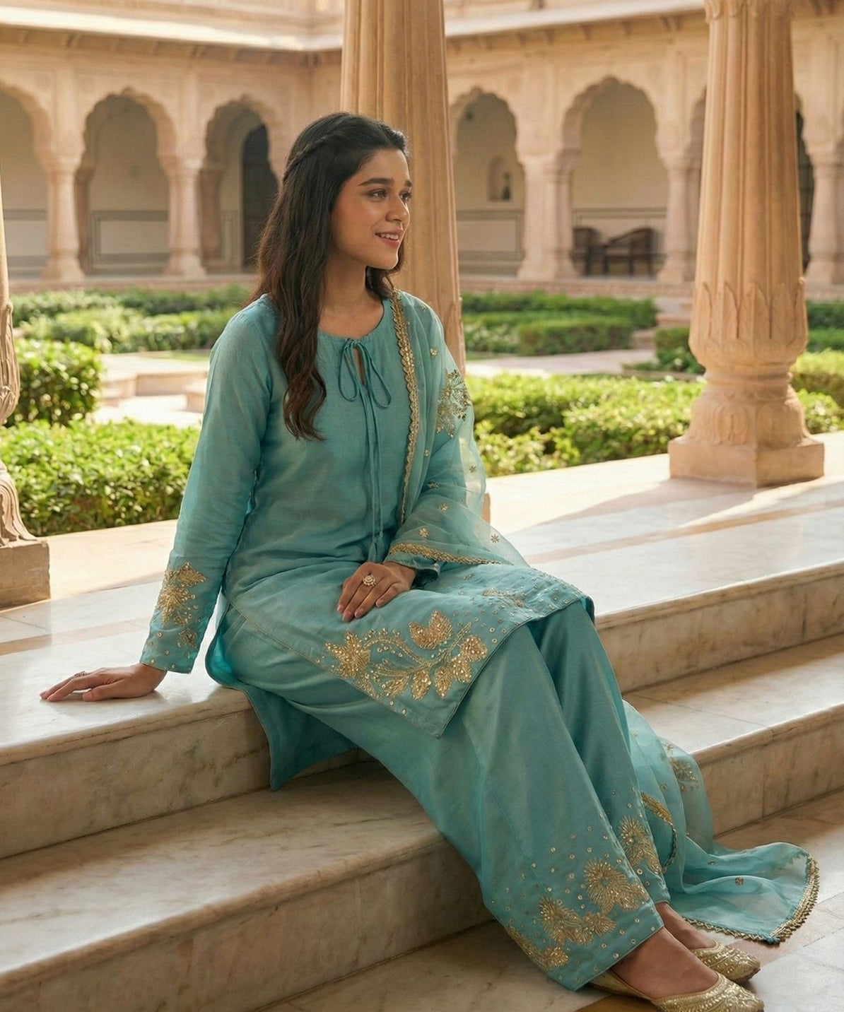 Lavish Natural Silk Suit Set