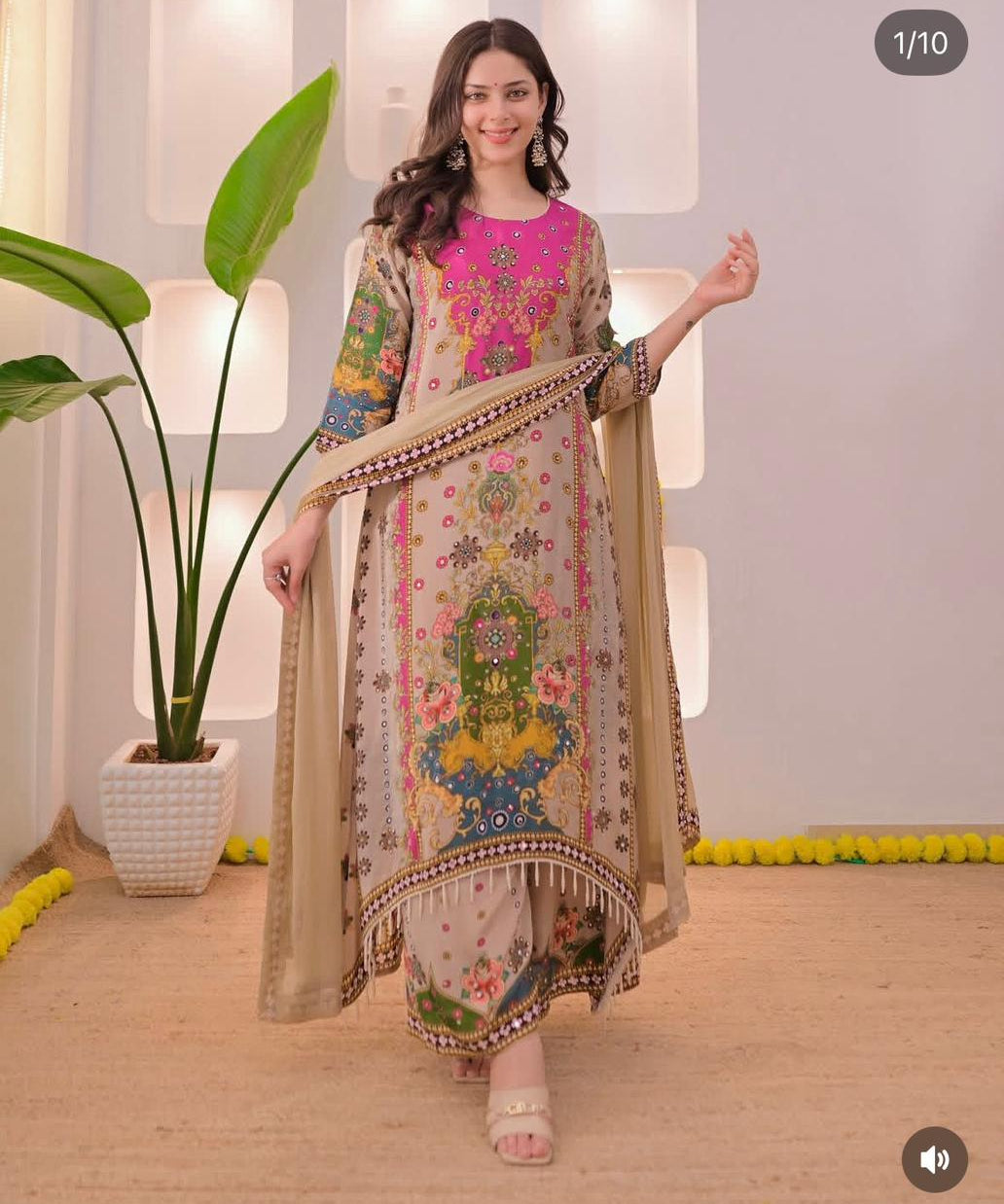 plus size noori anarkali round plaza set