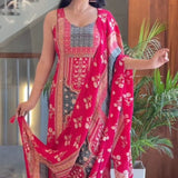 plus size straight suit with mirror work