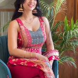 plus size straight suit with mirror work