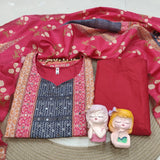 plus size straight suit with mirror work