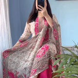 plus size Premium Pakistani Maslin Suit with Real Mirror Work