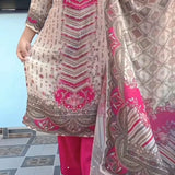 plus size Premium Pakistani Maslin Suit with Real Mirror Work