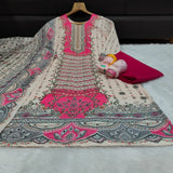 plus size Premium Pakistani Maslin Suit with Real Mirror Work