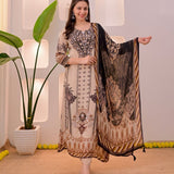 plus size Pakistani Maslin Suit with Real Mirror Work