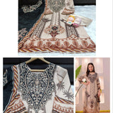 plus size Pakistani Maslin Suit with Real Mirror Work