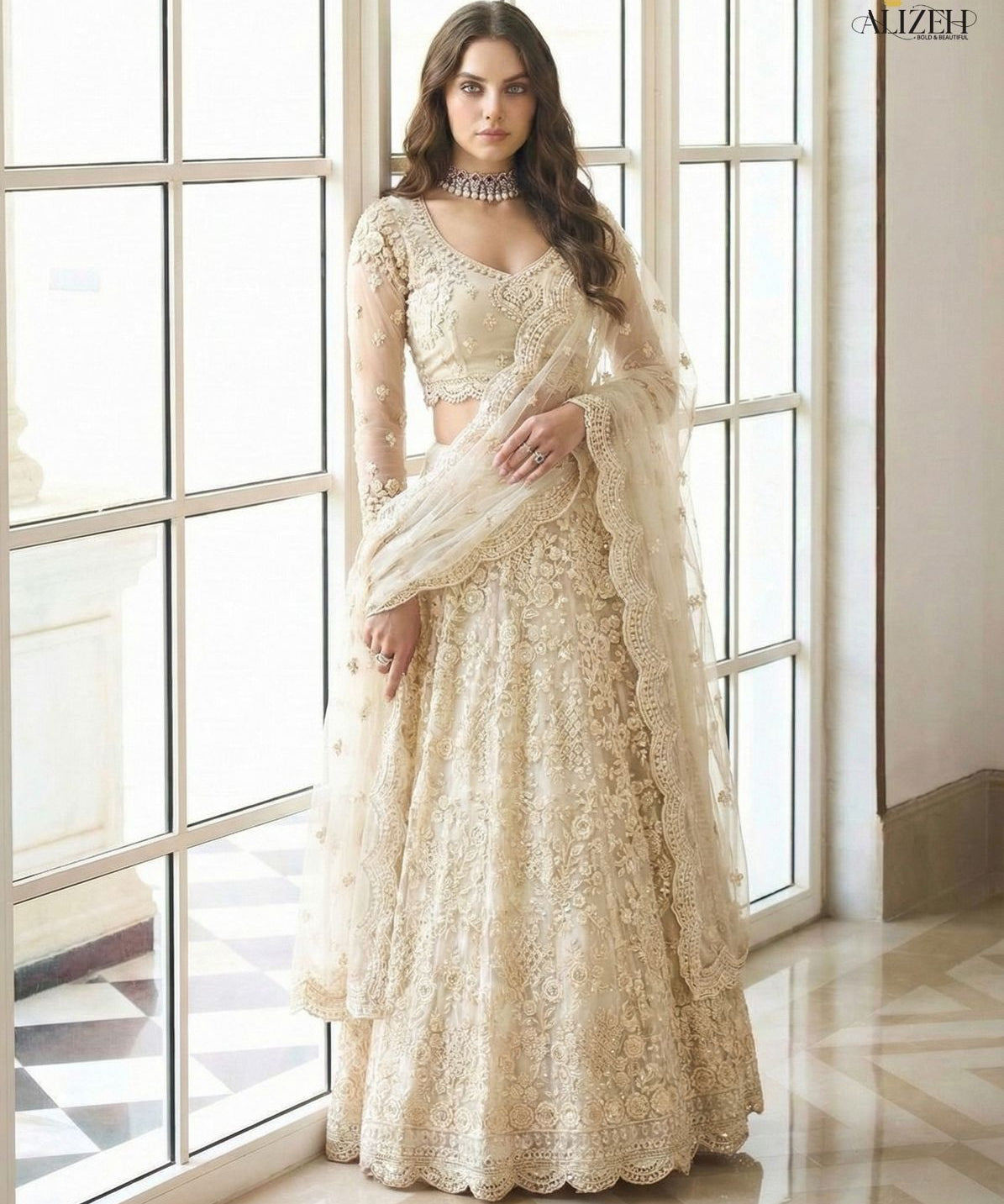 Alizeh Premium Net Embroidered Lehenga