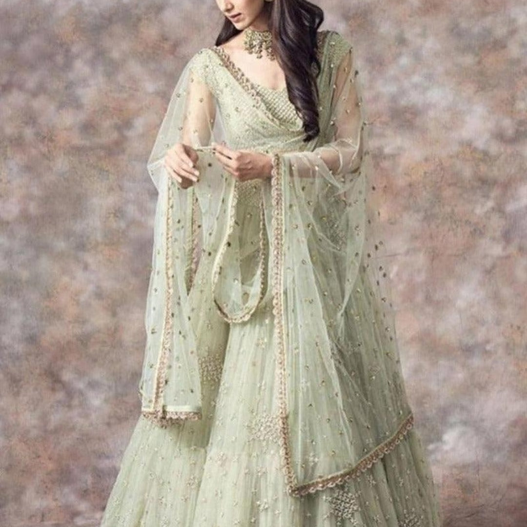 Premium Net Zari Embroidered Lehenga