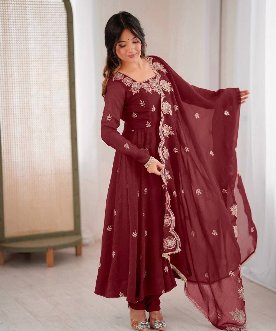 Elegant Embroidered Anarkali Suit