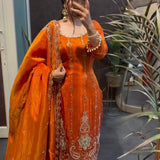 Orange Effortless Fandy Silk Suit