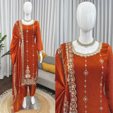 Orange Effortless Fandy Silk Suit