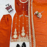 Orange Effortless Fandy Silk Suit