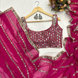 Trending Striped Mirror Work Saree