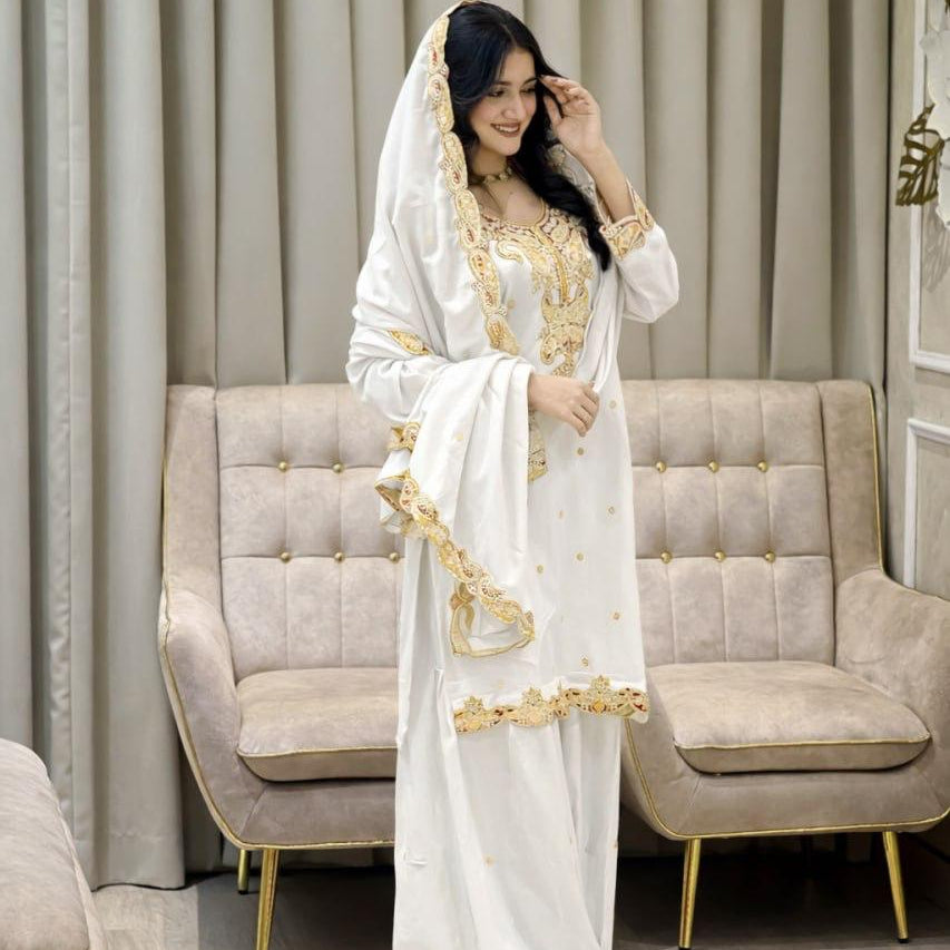 Festive Chinon Silk Embroidered Suit