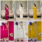 Festive Chinon Silk Embroidered Suit