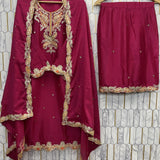 Festive Chinon Silk Embroidered Suit