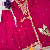 Festive Chinon Silk Embroidered Suit