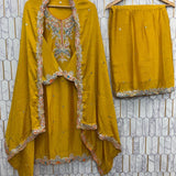 Festive Chinon Silk Embroidered Suit